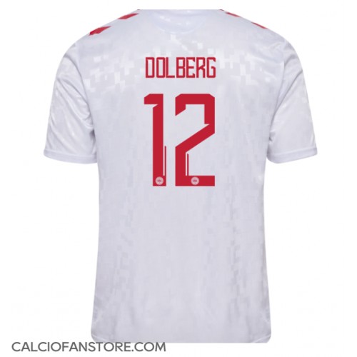 Maglia Calcio Danimarca Kasper Dolberg #12 Seconda Divisa Europei 2024 Manica Corta
